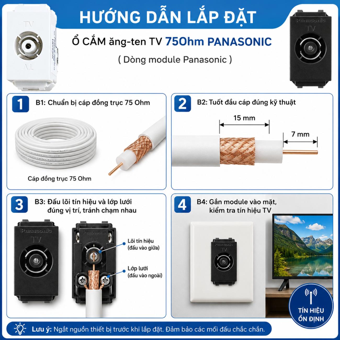 Ổ cắm anten Tivi 75Ohm Panasonic WIDE Series